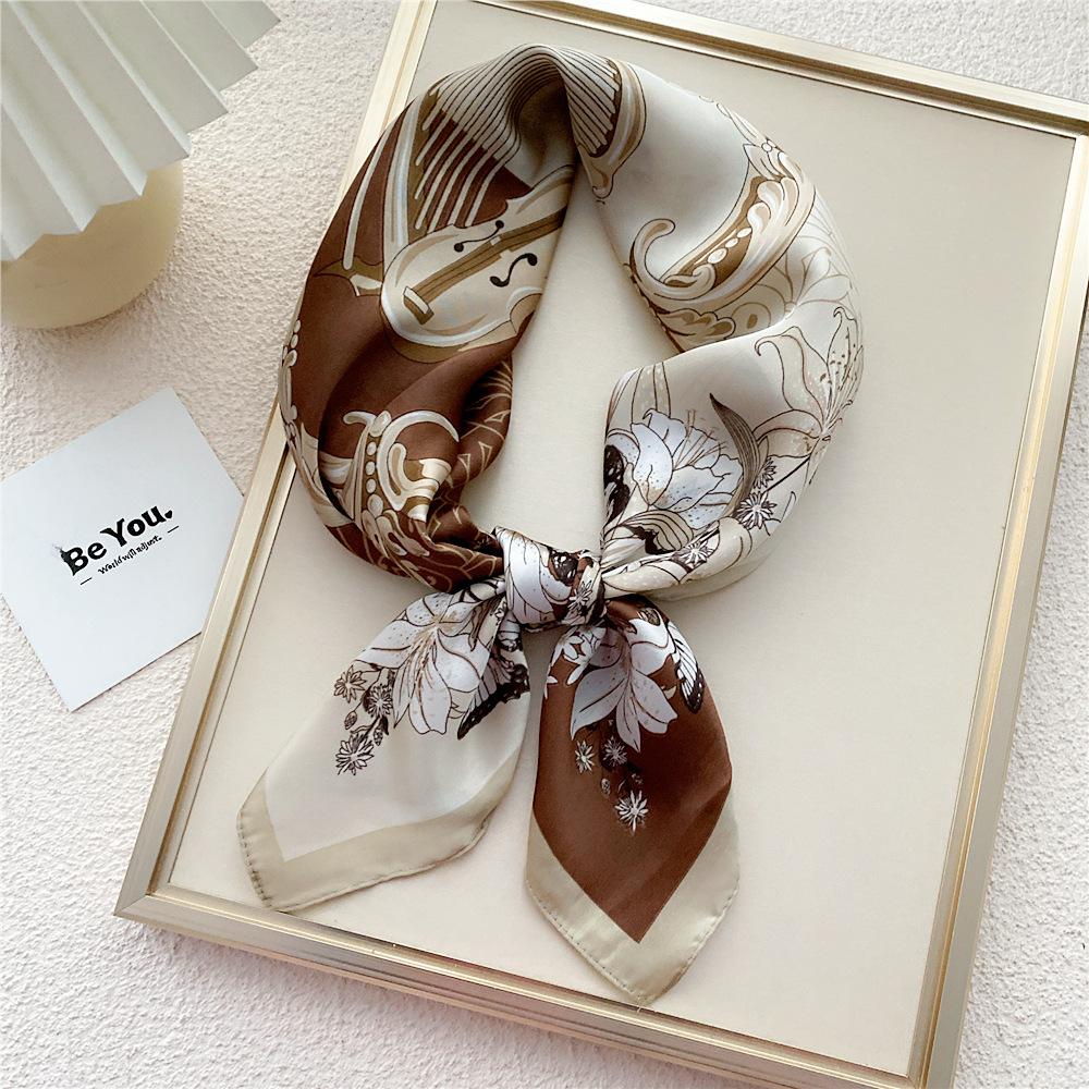 Modischer Dekorationsschal, Haarband, Krawatte, 70 cm, kleiner quadratischer Schal, Seidenschal, Damen, Frühling und Herbst, vielseitiger kleiner Schal, professioneller Schal