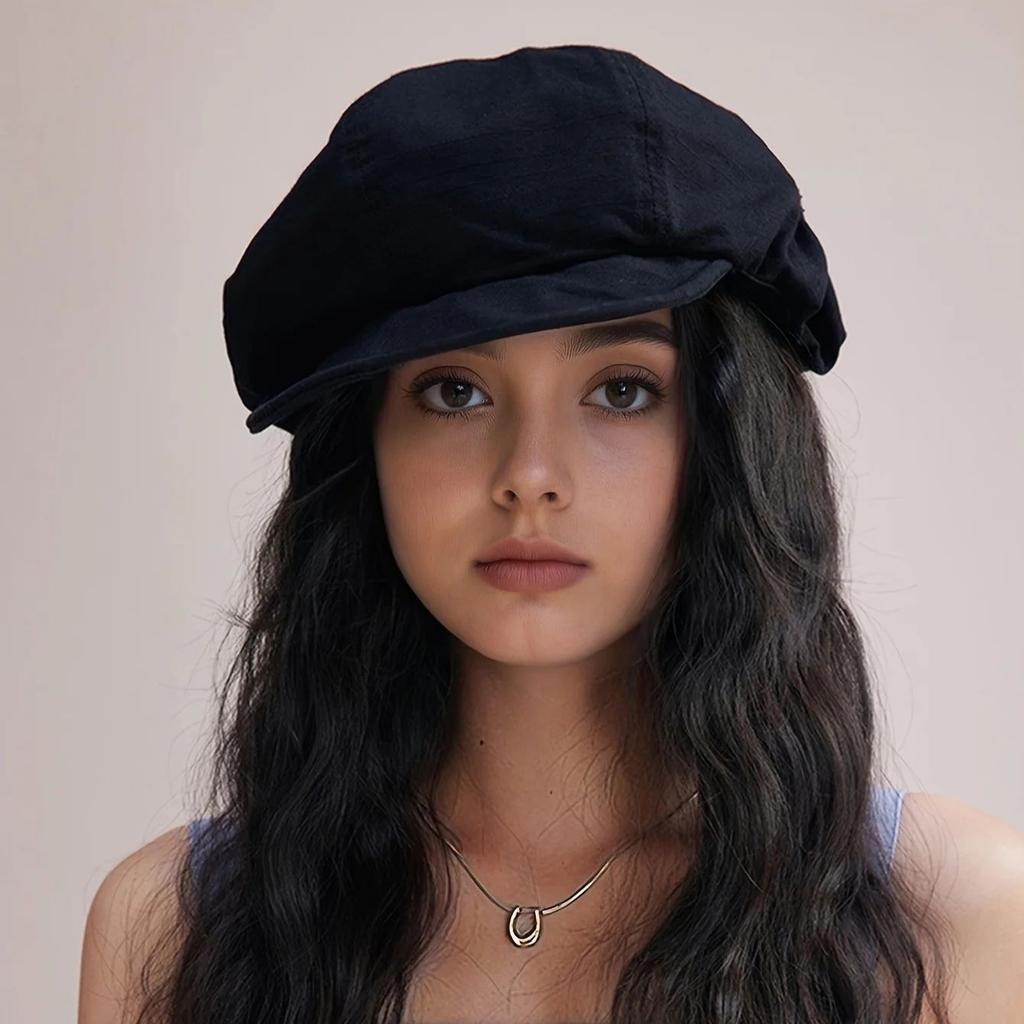 Retro Beret Capswestern Style Ivy Cap Classic For Women Painter'S Beret Solid Color Hat For Outdoor Fishing Camping 54-60Cm