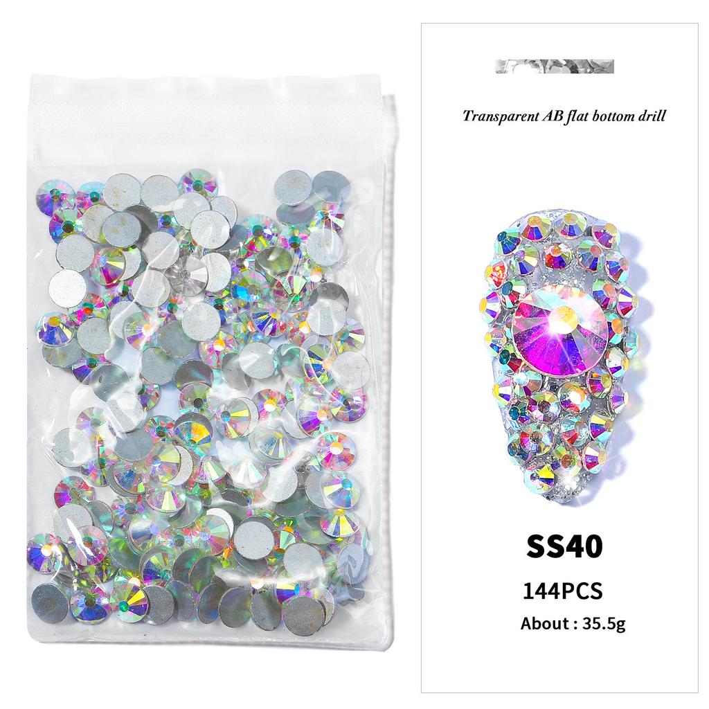 Nail Art Flat Bottom Drill Transparent Drill Ab Drill Nail Drill Diy Nail Ornament Nail Art Ornament Rhinestone