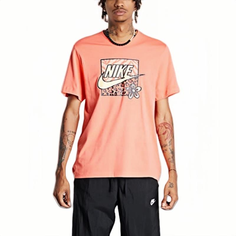 Nike Casual Comfortable Breathable Round Neck Short Sleeve Moisture Wicking Dopamine T-Shirt Men T-Shirt Orange DJ1402-814