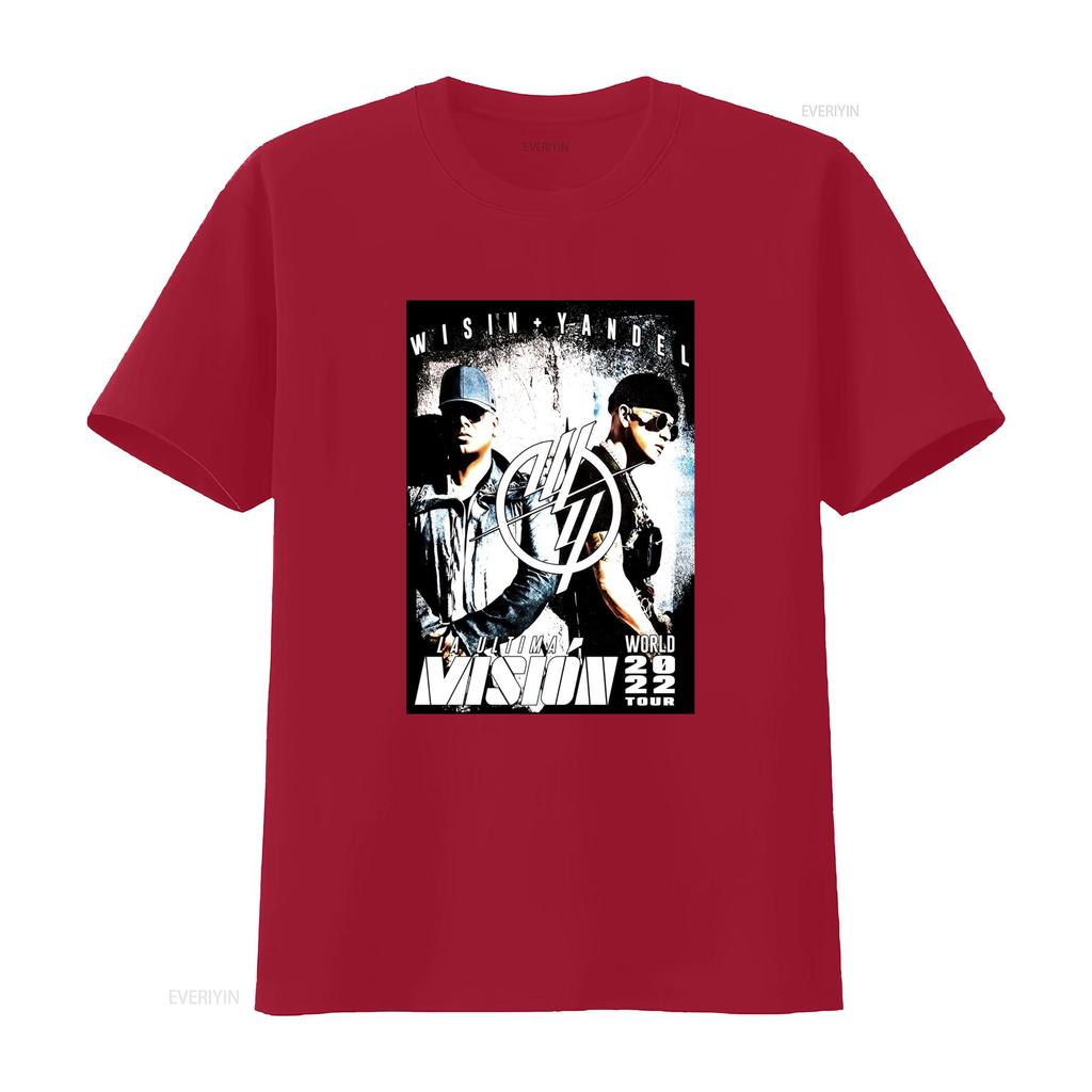 Wisin Yandel Black T Shirt Official 2022 Mision World Tour Concert Merch Print Vintage Washed Breathable Streetwear Stylish