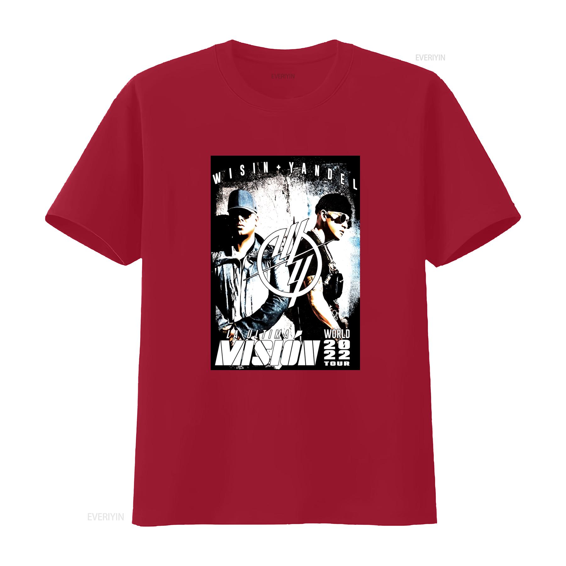 

Wisin Yandel Black T Shirt Official 2022 Mision World Tour Concert Merch Print vintage Washed Breathable streetwear Stylish S