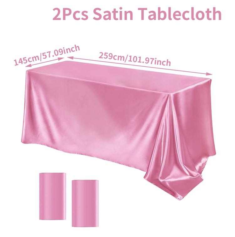 Rechteckiger Tischdecke Satin Tischdecke Helle Glatte Weiß Rosa Einfarbig Tischabdeckung Hochzeitsfeier Zubehör Tischdekorationen