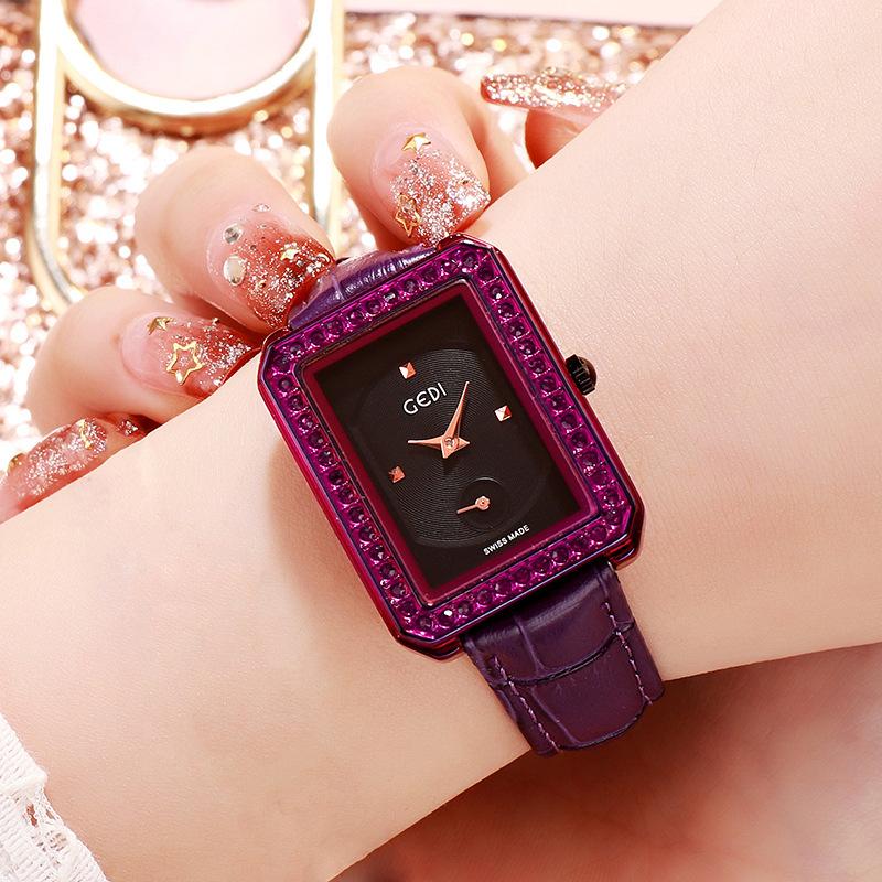 Diamond-Encrusted Square Women'S Belt Watch Waterproof Fashion Casual Women'S Watch