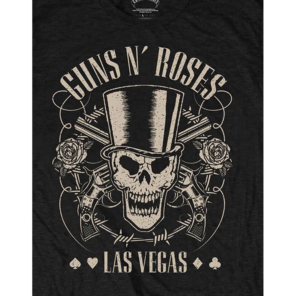 Guns N Roses Unisex Adult Top Hat, Skull & Pistols Las Vegas T-Shirt
