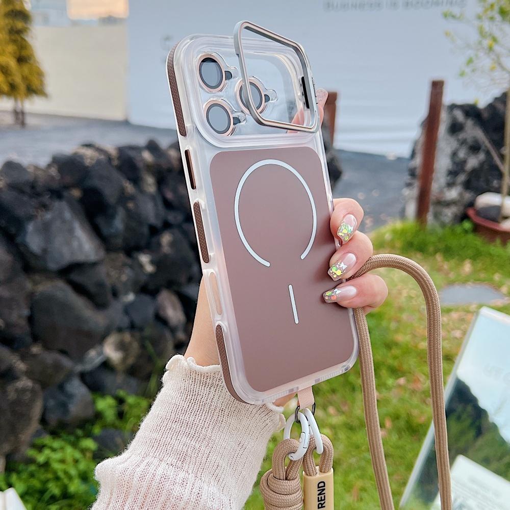 Ενισχυμένο Λουράκι Κορδόνι Anti-loss Crossbody Θήκη Για iPhone 17 16 Pro Max 11 12 13 14 15 Plus Αναδιπλούμενο Κάλυμμα με Μαγνητικό Κάλυμμα και Βάση