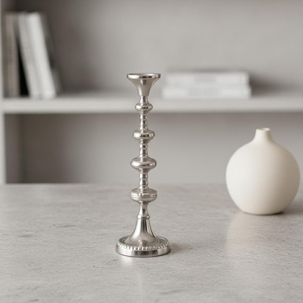 Metal Candle Holder Burnished Finish for Dining Table Centerpiece
