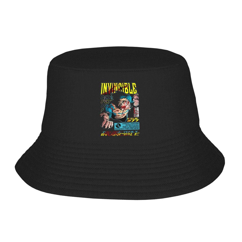 Invincible OmniUnisex Black and White Bucket Hat Beach Hatwear Accessories Fishing Hat for Girl Boonie Hat Lightweight