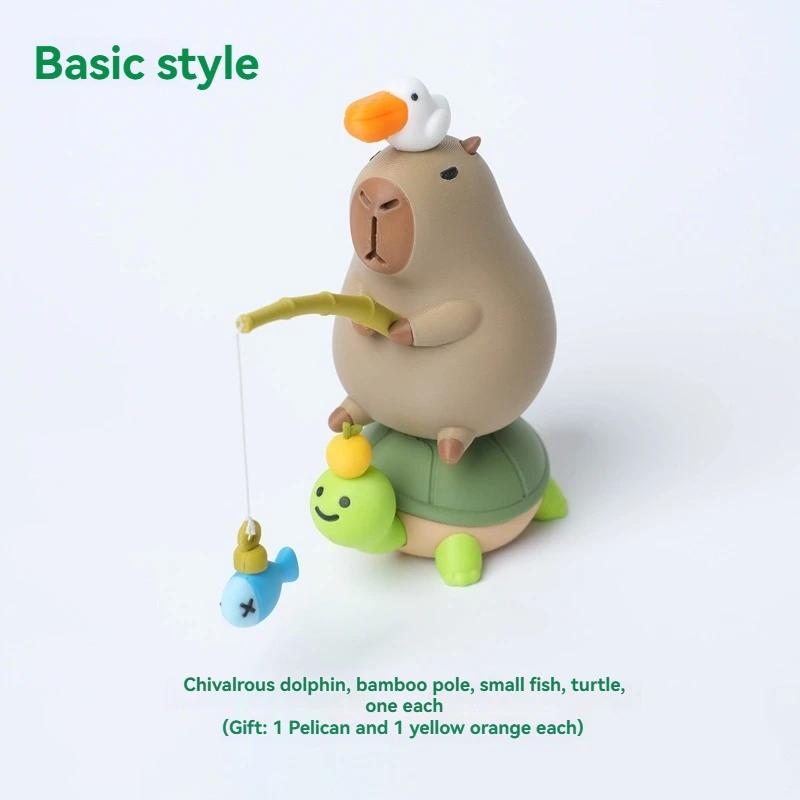 Capybara Magnetic Desktop Ornament 3d Printed Capybara Model Doll Decoration Dolphin And Fishing Figurine Collectible Gifts
