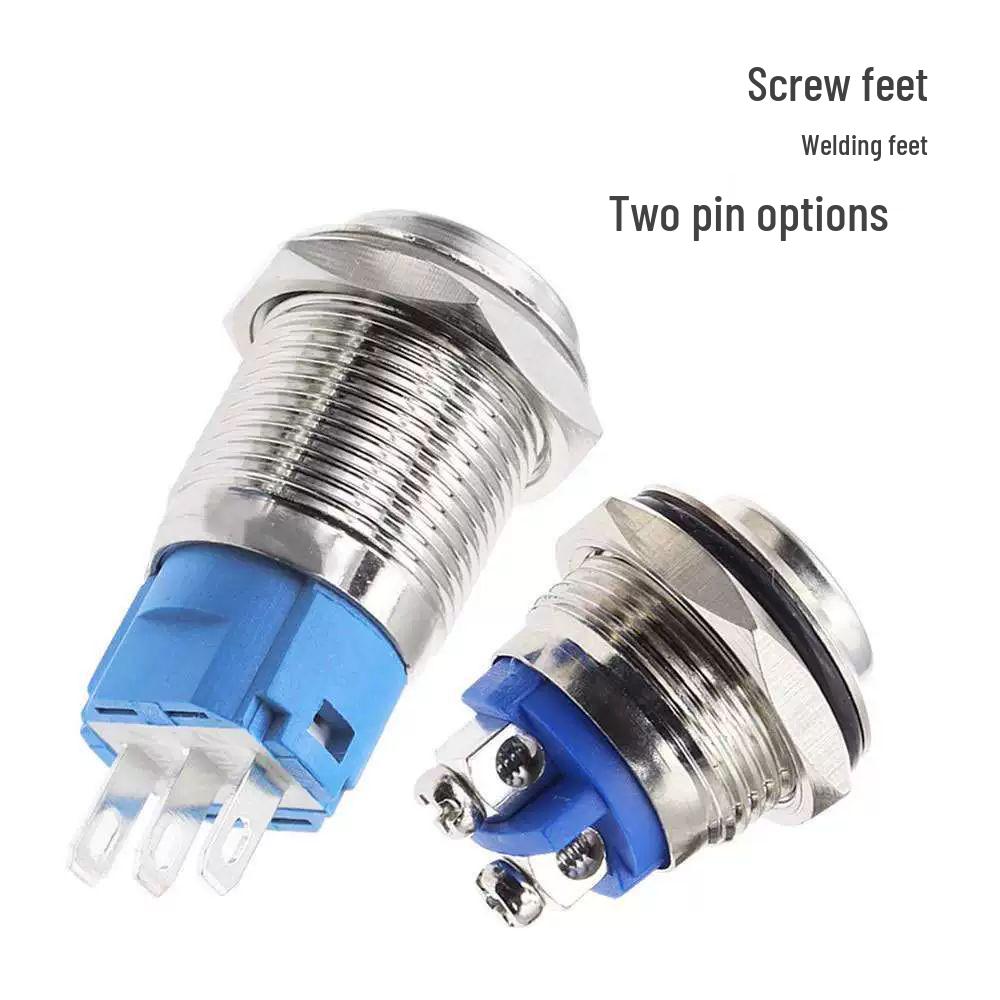 12MM/16MM Waterproof Rustproof Momentary Switch with Self-Locking, Auto-Reset, Normally Open Silver Contacts