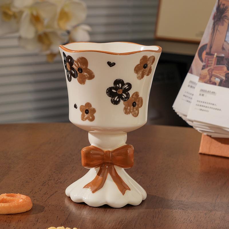 

ins style goblet high value household ceramic water cup birthday gift souvenir mug cup design sense 201-300ml