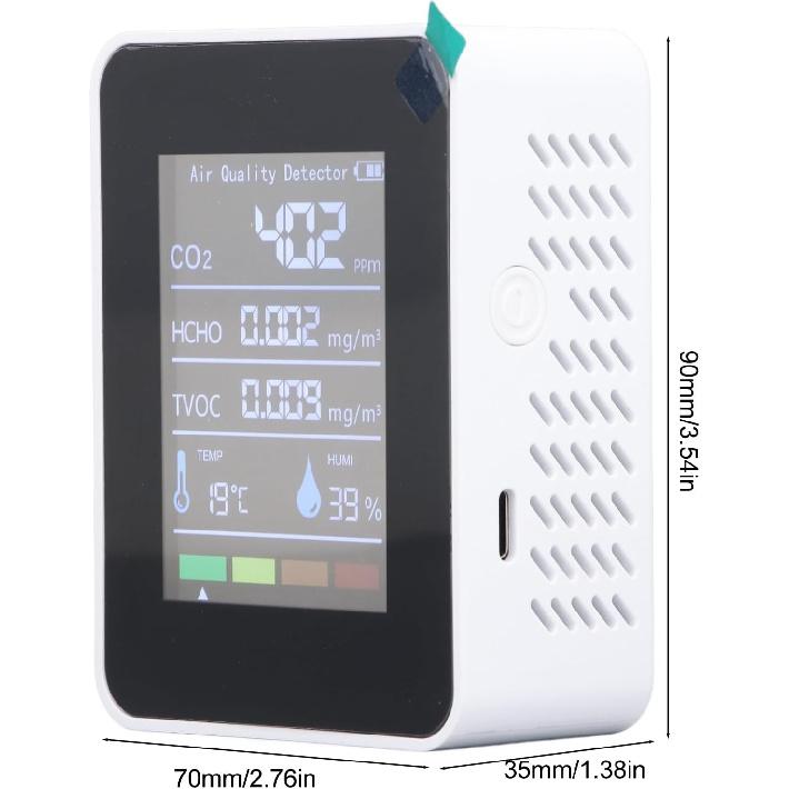 

Монитор качества воздуха 5-в-1 детектор для CO2, TVOC, HCHO ЖК-дисплей датчик температуры и влажности