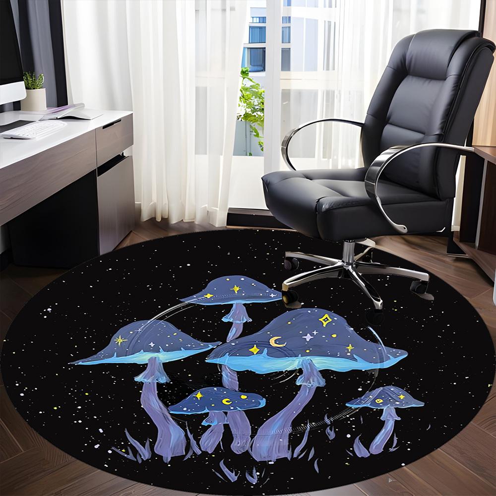 1PC Mushroom Fantasy Office Round Area Rug, Mat Suitable For Office, Under Office Chairs Bedroom Living Room Home Decor, Room Deco