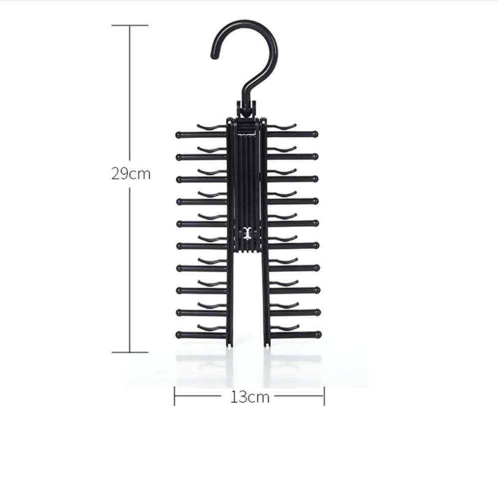 Konten Cross Tie Hanger, Holds 20 Ties, Belt Hanger, Tie Storage, Belt Storage, Multi-functional, Black, Includes 2 Clothespins (Set of 2)