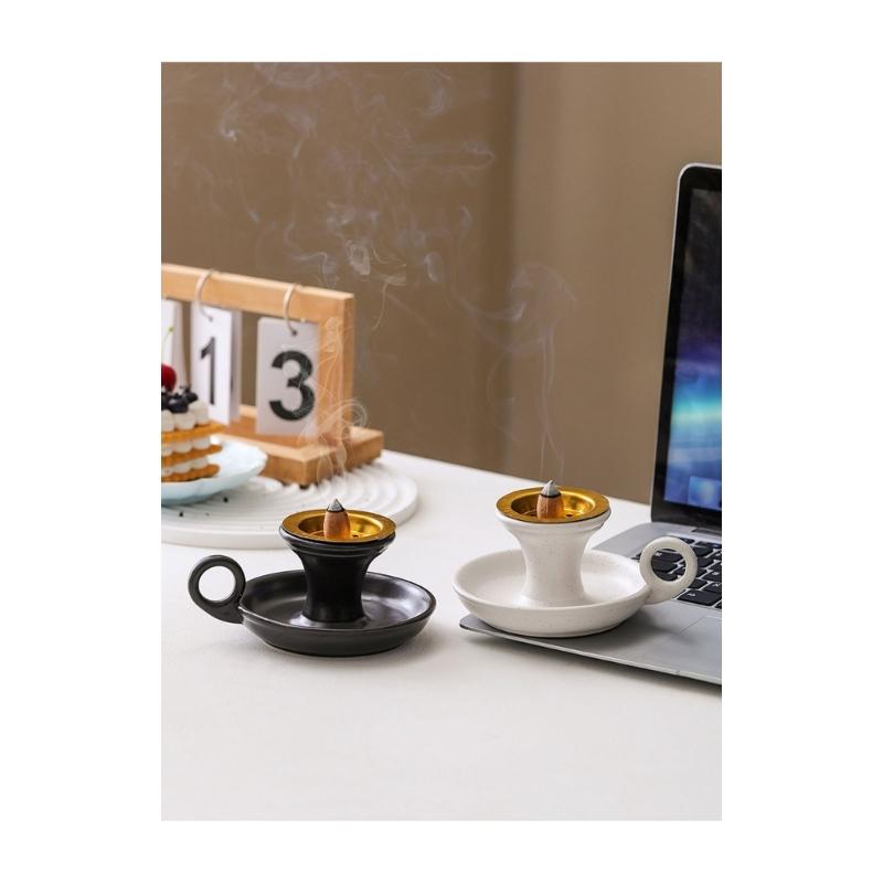 Ceramics Incenses Holder,Cone Incenses Burners with Handle,Ashes Catcher,Aromatherapys Ornament Home Office Decorations