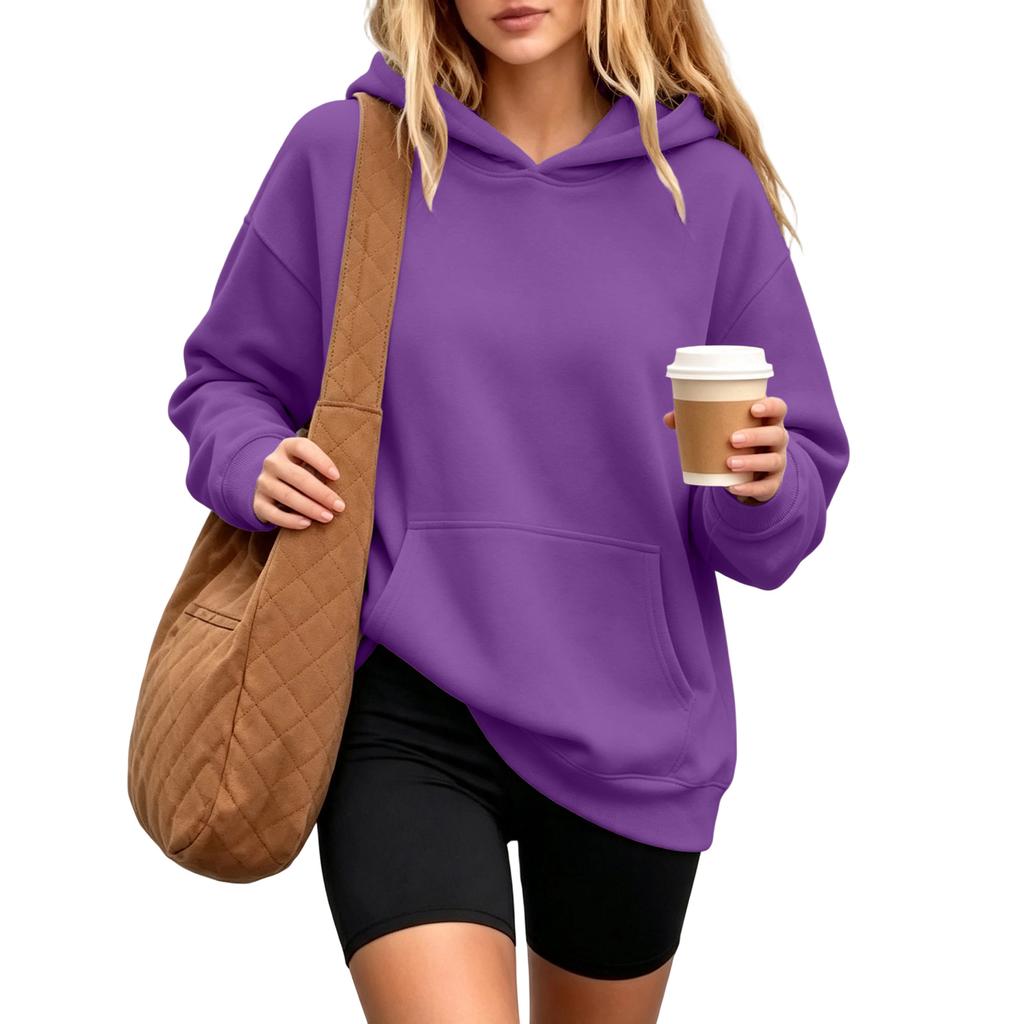 Damen Kapuzenpullover Sweatshirt mit Tasche Langarm Lässig Bequem