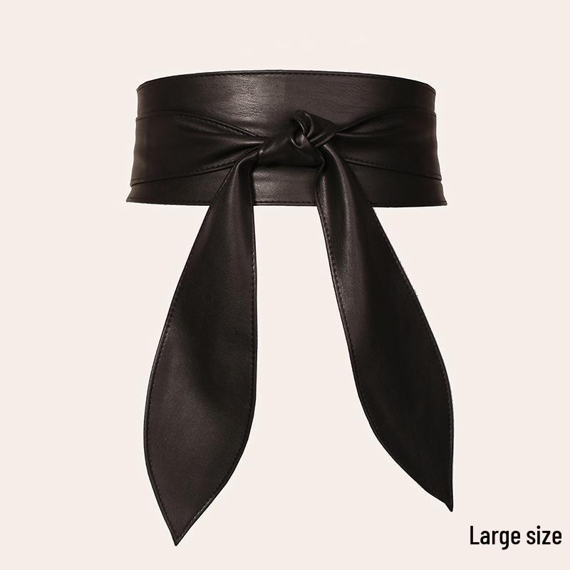 Women's Elegant Wide Waist Belt with Soft Bow Ribbon - Extra Long and Versatile