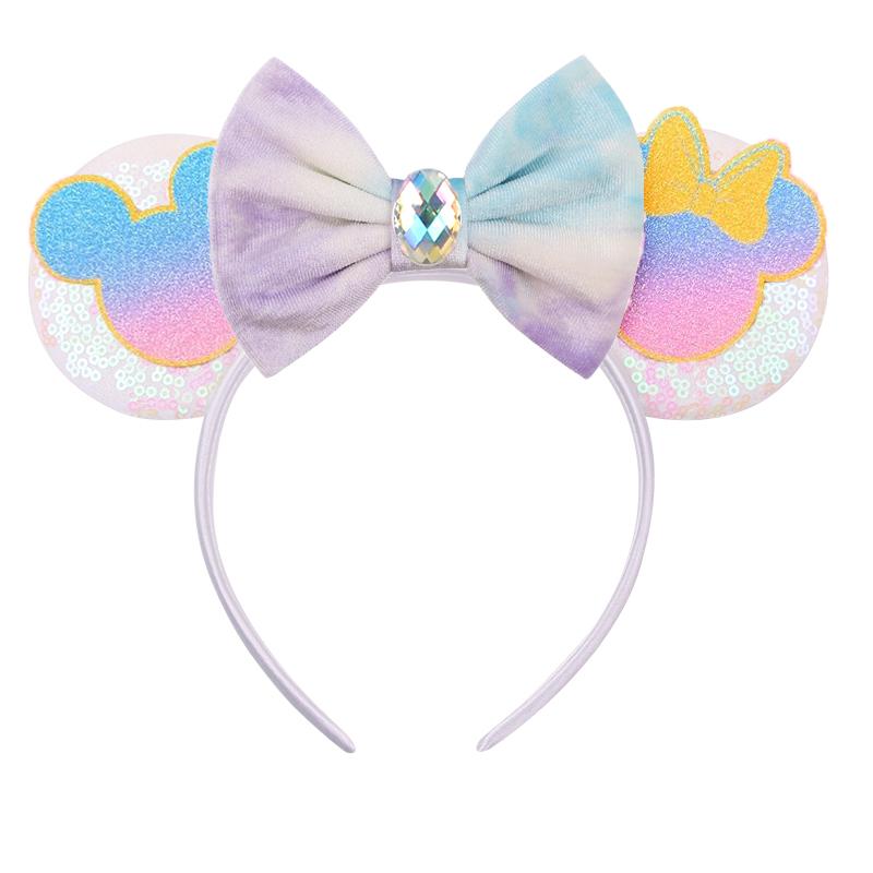 Trip Mickey Ears Headband For Girls Women Sequin Castle 5"Bow Hairband Festival Party Cosplay DIY Hair Accessories