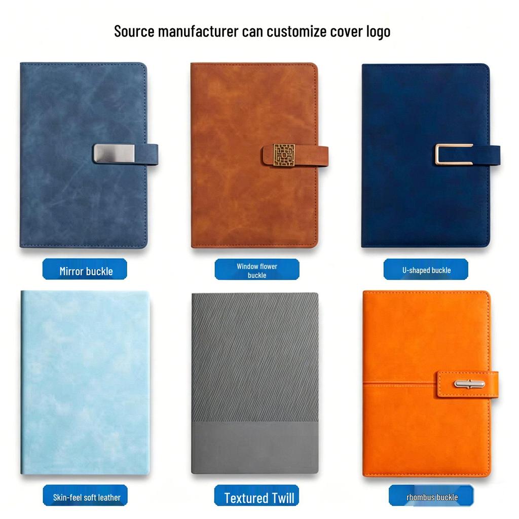 A5 Custom Logo Soft Leather Business Notebook Gift Set with Buckle Closure