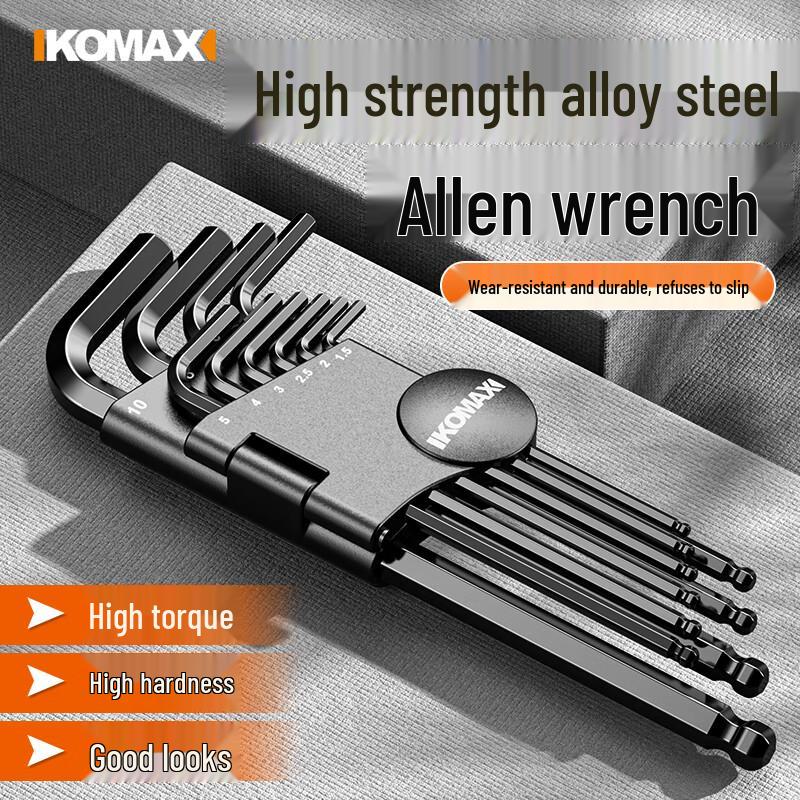 Komax 10-Piece Extended Ball End Hex Key Wrench Set