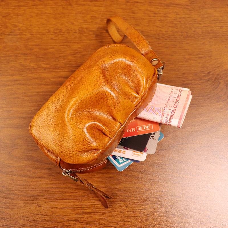 New Retro Wrinkle Bag for Women, Multi Functional Handbag for Students, Small Leather Change Bag, Red Envelope