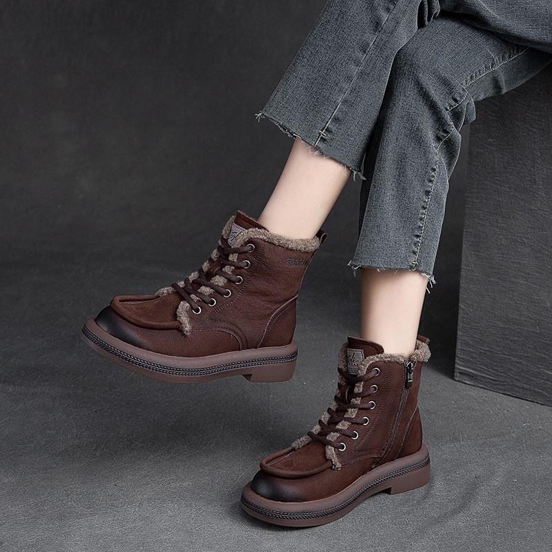 Fashion GKTINOO 4cm Cow Suede Genuine Leather Comfy Booties Spring Winter Plush Women ZIP Autumn Wedge Ankle Loafer Rubber Warm Shoes