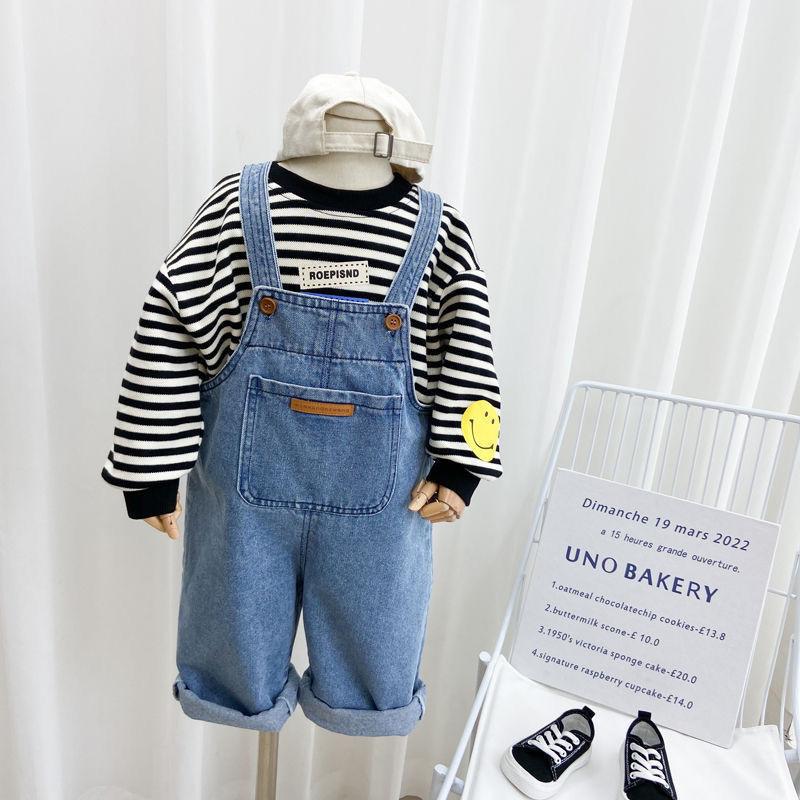 Spring and Autumn Baby Boy Solid Denim Overalls Child Jean Pants Infant Jumpsuit Children's Clothing Kids Overalls Girls Outfits