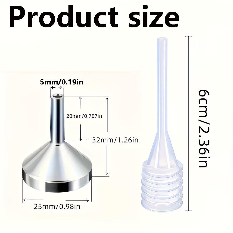 6pcs Metal Funnel and Straw Set for Perfume and Essential Oils, Easy Dispensing and Refilling Tool for Various Liquids