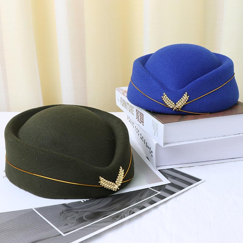 Damen Woll-Barett Hutband Tanzhut Performance-Hut Etikette Hut