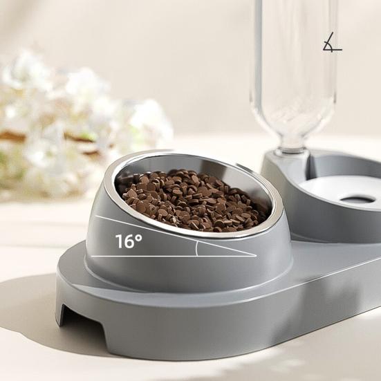 Pet Feeder 2 in 1 Ciotola per l'alimentazione degli animali domestici, Distributore automatico di acqua per cani e gatti con ciotole in acciaio inossidabile rimovibili Forniture per animali domestici