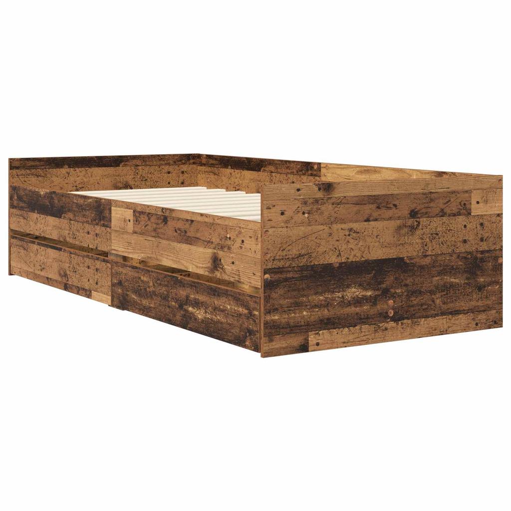 Bed Frame with Drawers Reclaimed Wood Solid Pine Wood