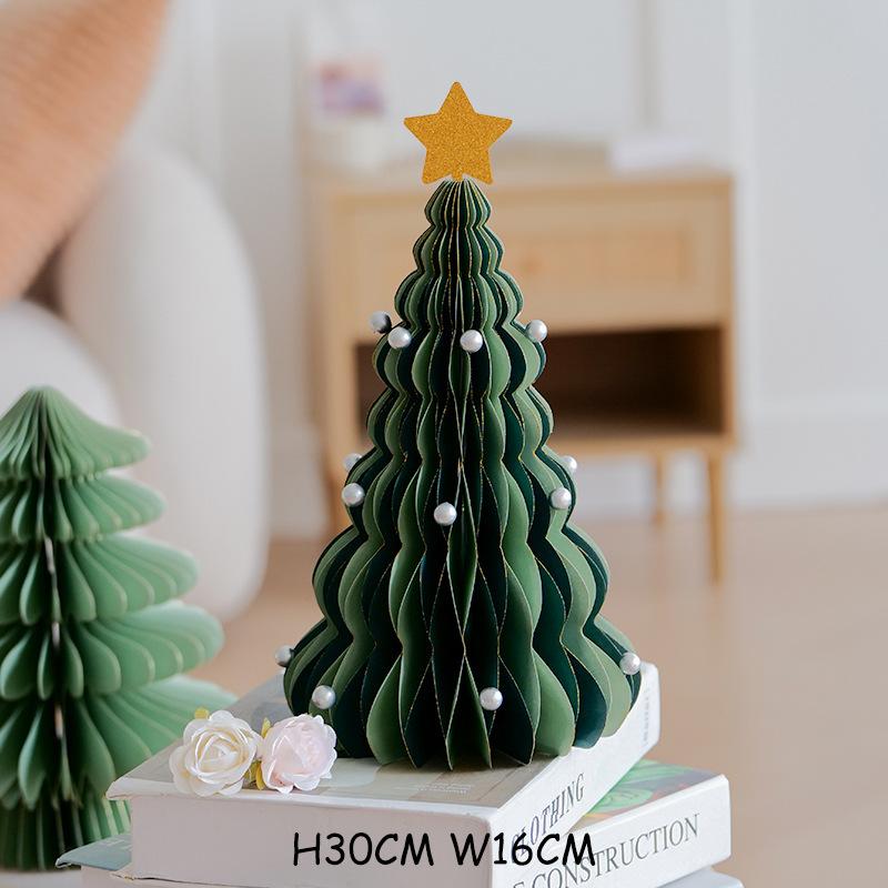 Brad de Crăciun din hârtie tip fagure 3D Moș Crăciun Minge tip fagure Aranjament central de masă Decorațiuni pentru petrecerea de Crăciun Ornamente de birou