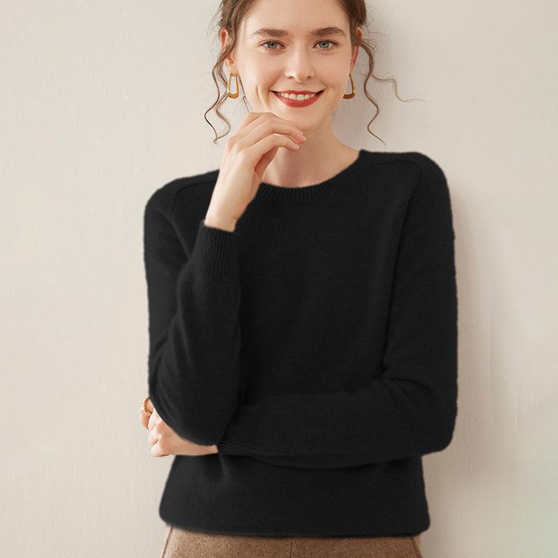 

Женский утолщенный кашемировый вязаный свитер с рукавом реглан - Облегающий пуловер с круглым вырезом для осени/зимы 2XL (135-150 jin)