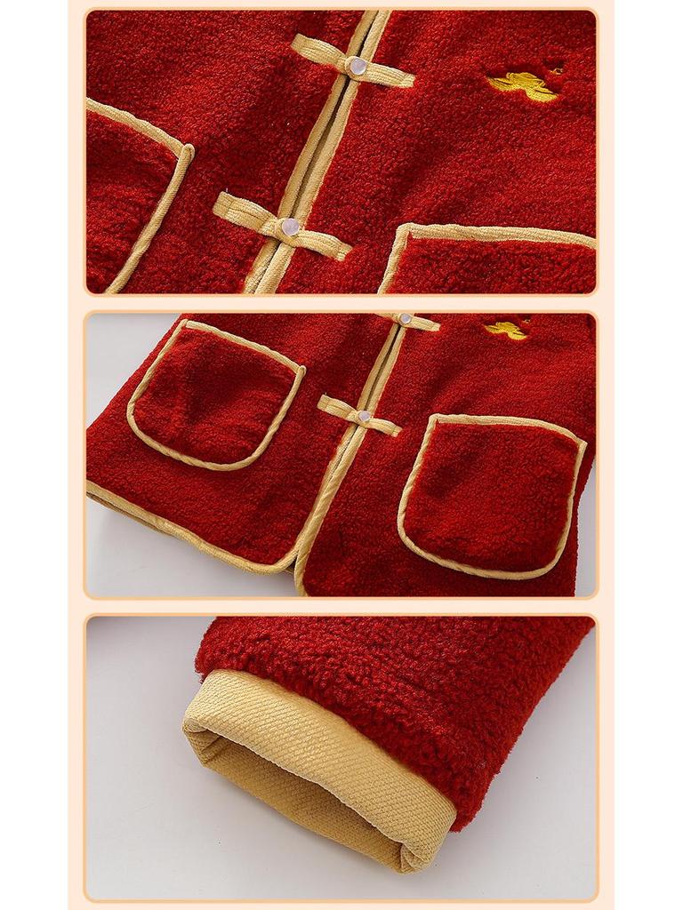 Children's New Year Outfits: Winter Coats, Boys' Sweaters, Girls' Greeting Clothes, Hanfu Sets in Chinese Style.