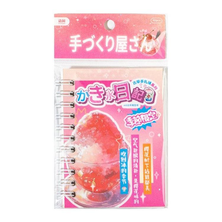 M5 Paper Notebook Vintage Cartoon Journal for Sticker Paste Portable Japanese INS Sweet Coil Binding Scrapbook for Student