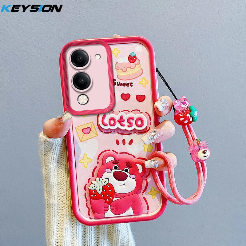 

KEYSION Shockproof Case for VIVO Y04 with Lanyard Soft Silicone Cute 3D Cartoon Doll Phone Cover for VIVO Y29s 5G for VIVO Y04