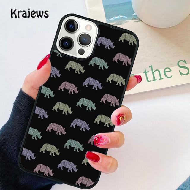 Animal Rhino Soft Phone Case For iPhone 17 Air 16 15 14 Max Plus 11 12 13 Pro Max Phone Cover coque Shell Fundas