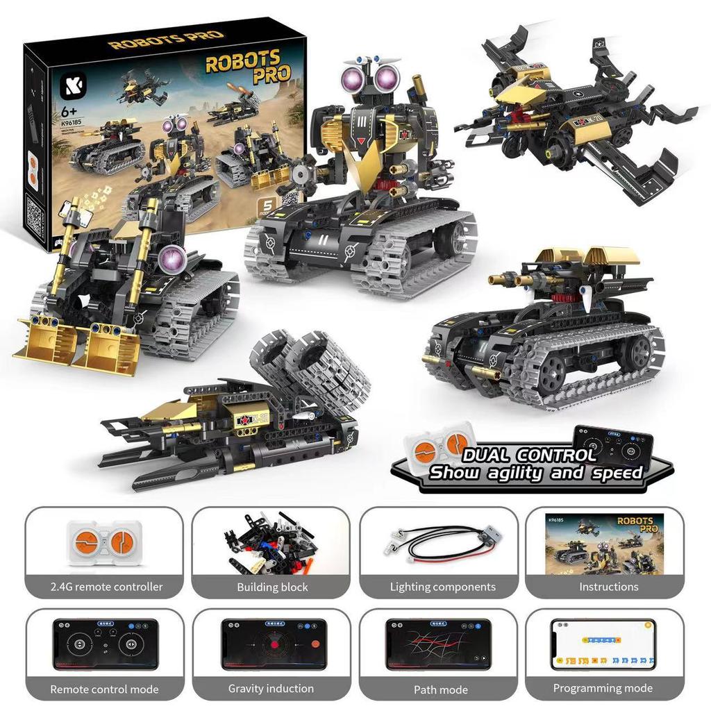 Fünf-in-Eins Programmierbarer Wall-E Roboter: Montagebausteine, Elektrische Wissenschaftliche Bildung, Fernbedienung, Kompatibel mit Lego