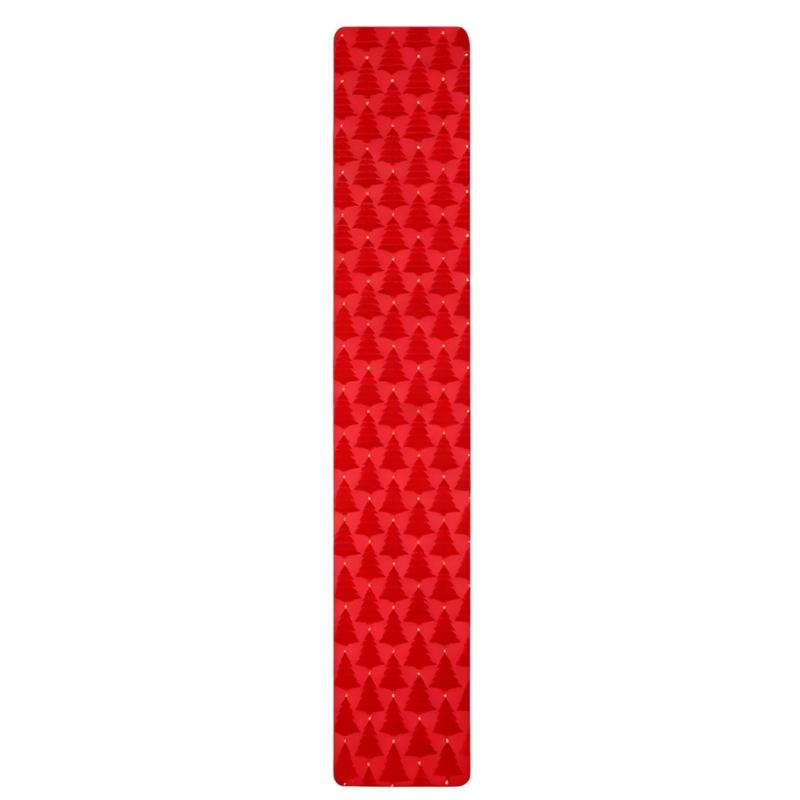 

Fleece Plush Tree Pattern Table Runner Cover Machine Washable Ideal For Christmas Dinner Decorations And Gatherings 93cm красный