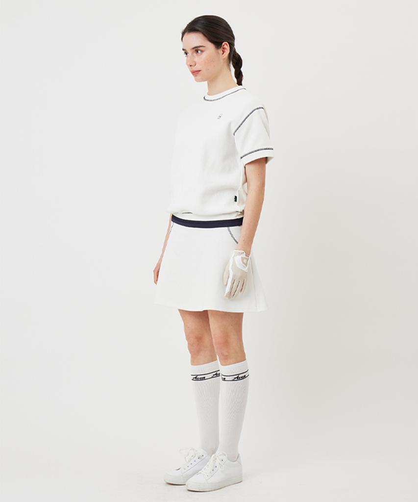 AVEN Stitch Flare Skirt White