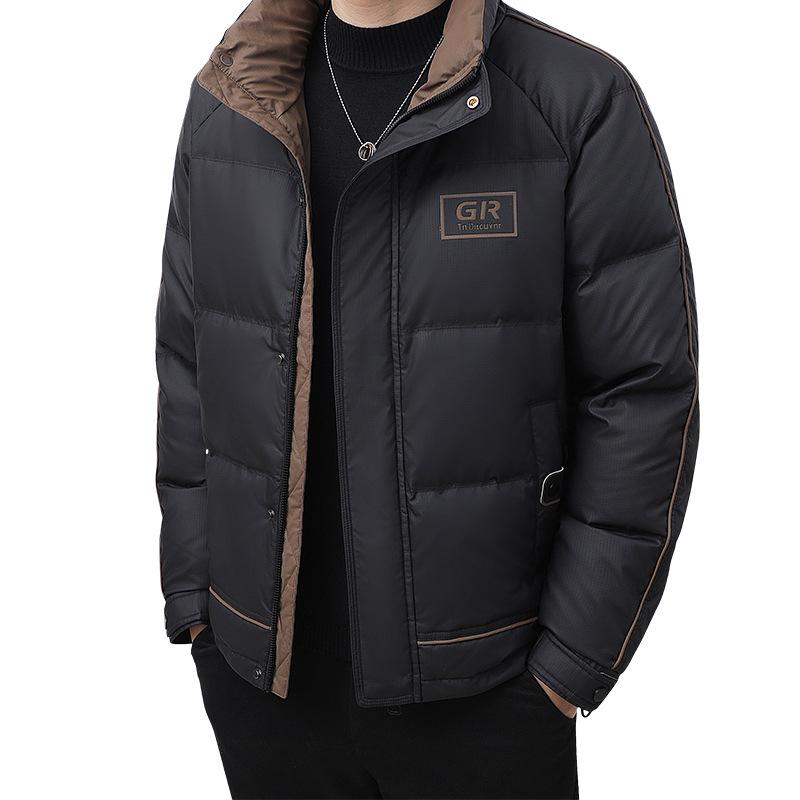 Men's 2025 Autumn/Winter White Duck Down Jacket - Thick Warm Stand Collar Outerwear