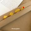 Chinese 24k Gold Gourd Coin Open Ring - Geometric High-End Jewelry for Women