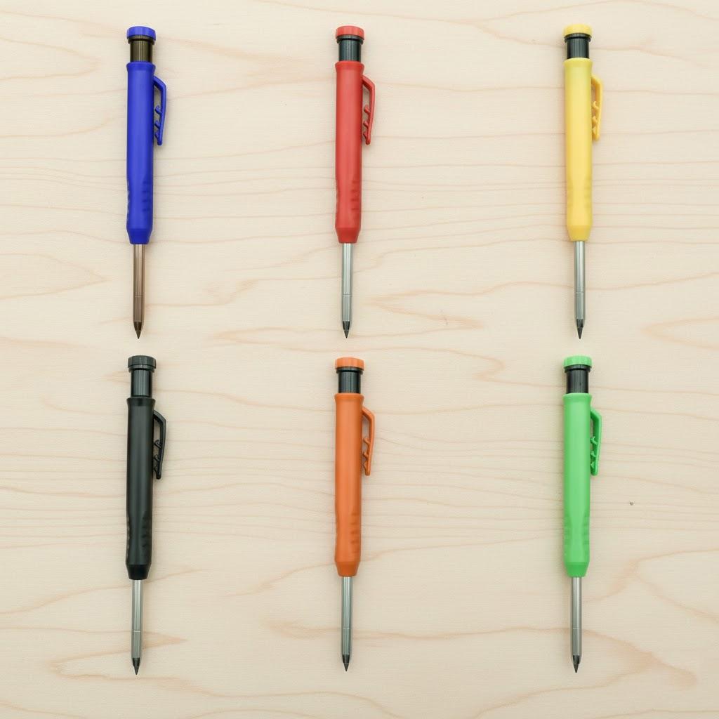 

STONEGO Metal Long Tip Woodworking Pen Set Professional Engineering Marking Tool with Graphite Lead Quick Dry in Any Color