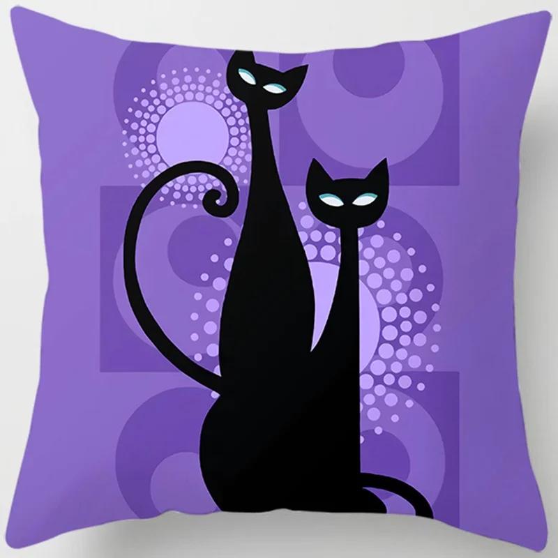 Cartoon Cat Throw Pillow Cover With Short Plush Print For Living Room Sofa Decoration Cushion Cover Pillow Covers Decorative