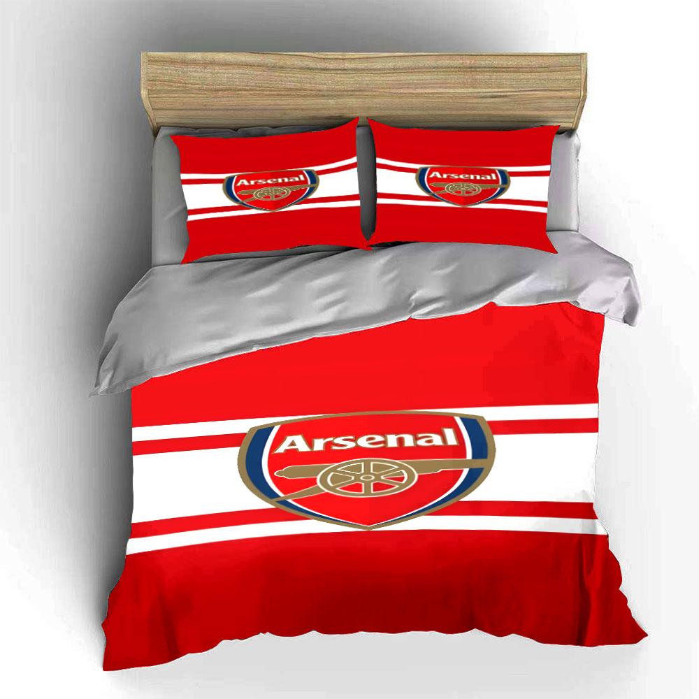 Arsenal-Logo und Streifen. Bettwäsche-Sets Bettbezug-Sets Bettbezüge Kissenbezüge(1*Bettbezug 2*Kissenbezüge ohne Bettdecke)