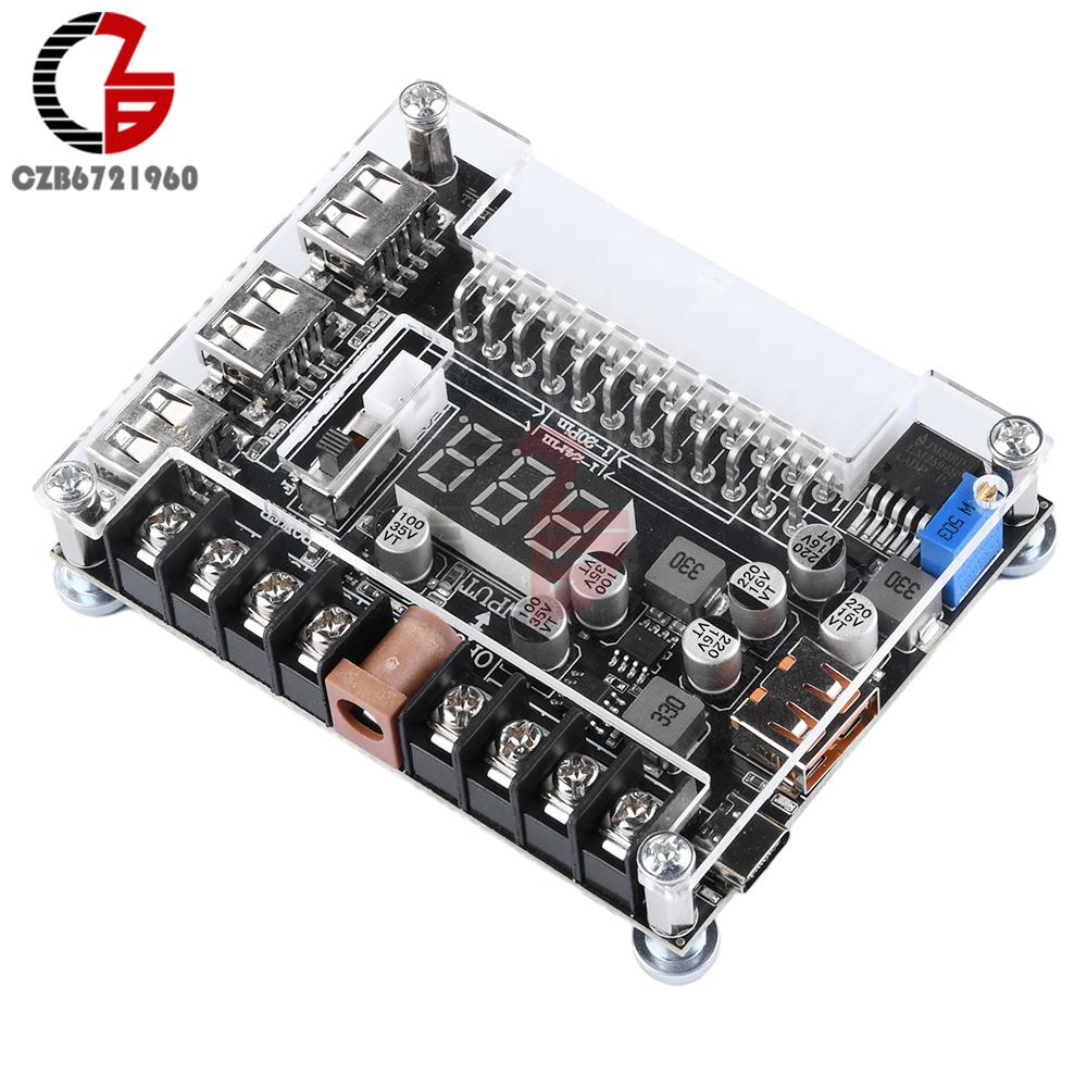 20Pin 24Pins ATX Power Adapter Board Acrylic Case Kit PD2.0 PD3.0 Adjustable Power Supply Breakout Board Power Connector Adapter