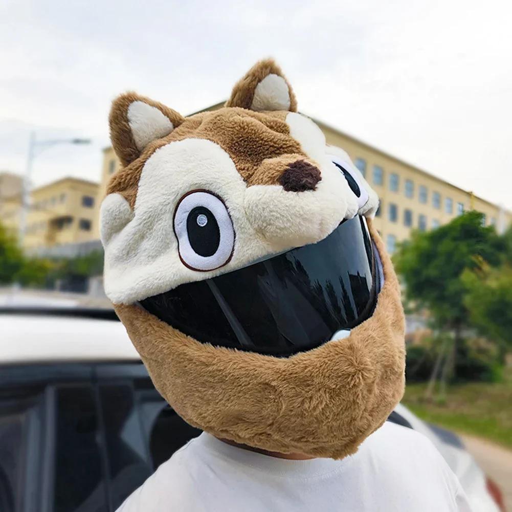 Set de pluș pufos de desene animate de protecție pentru cască Husă de protecție pentru toată fața Husă de protecție pentru motociclete Siguranță la modă