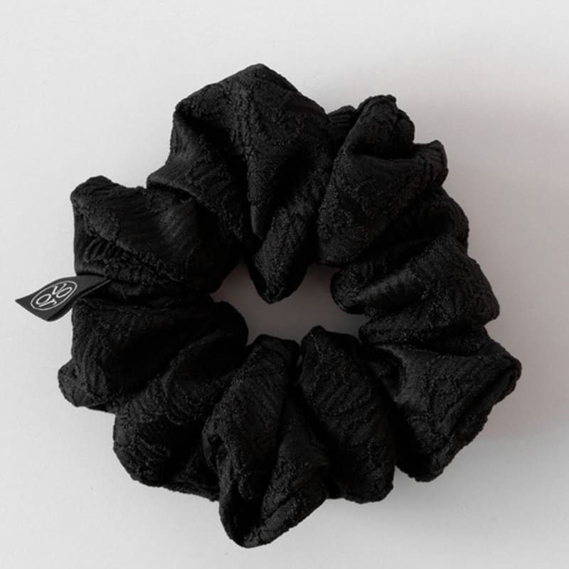 Voor Flower Jacquard Scrunchie_Medium_Black
