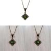 Vintage Bronze Cross Pendant Necklace With Green Stone For Gothic Gothic Gothic Style Jewelry