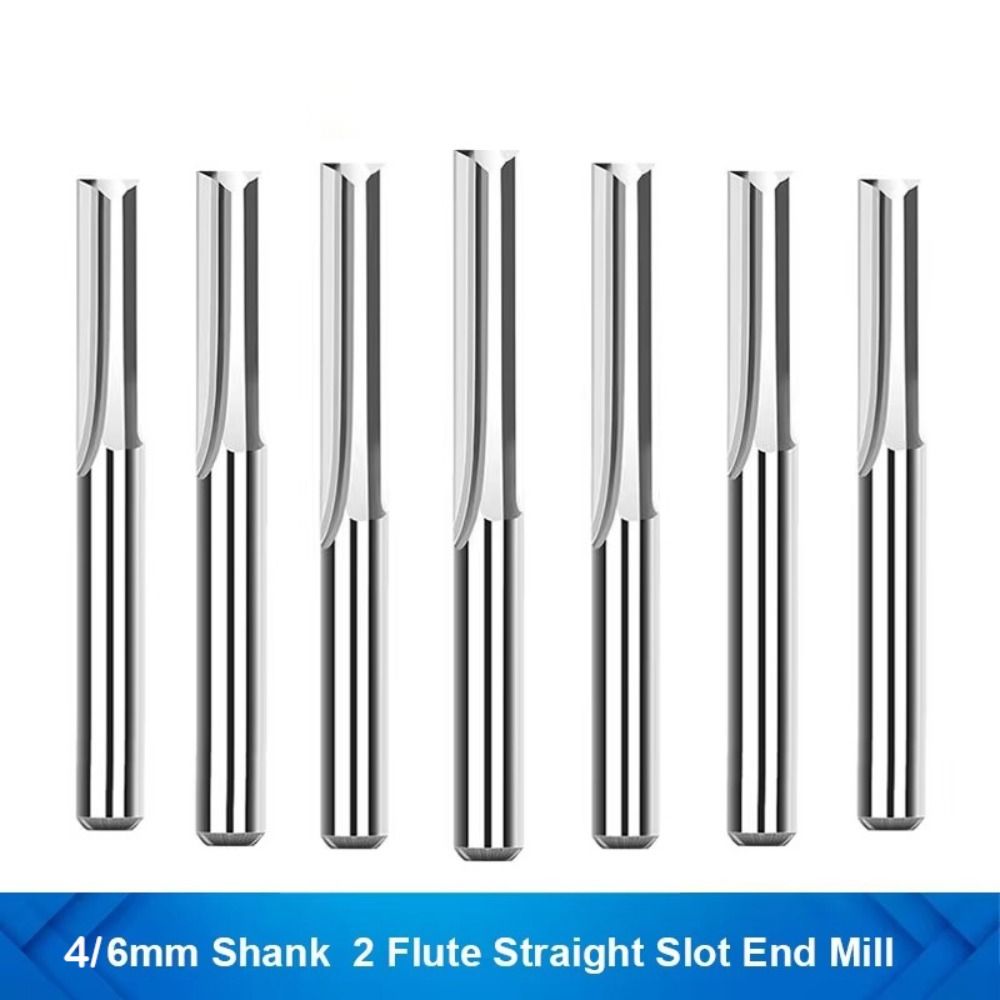 4/6mm Shank 2 Flute End Mill Tungsten Carbide CNC Router Bit Straight Slot Milling Cutter